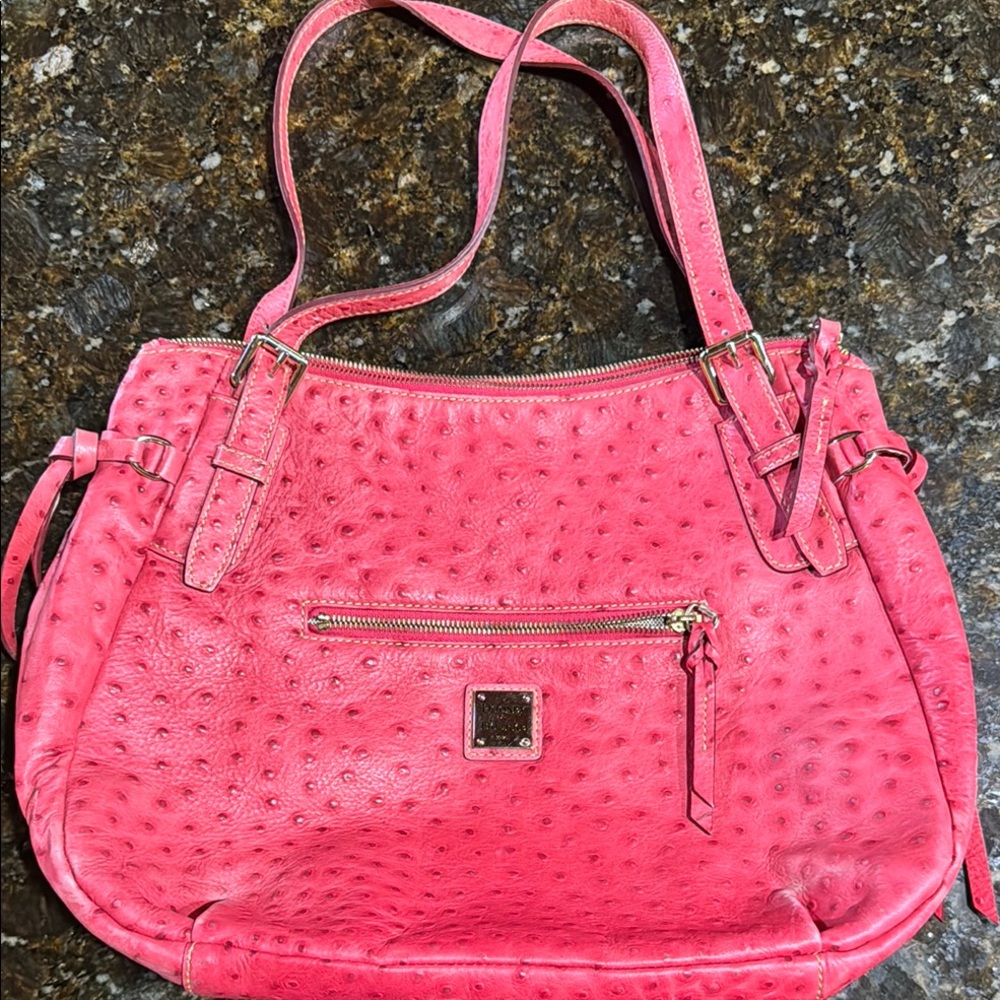 Dooney & Bourke Pink Ostrich-Embossed Handbag